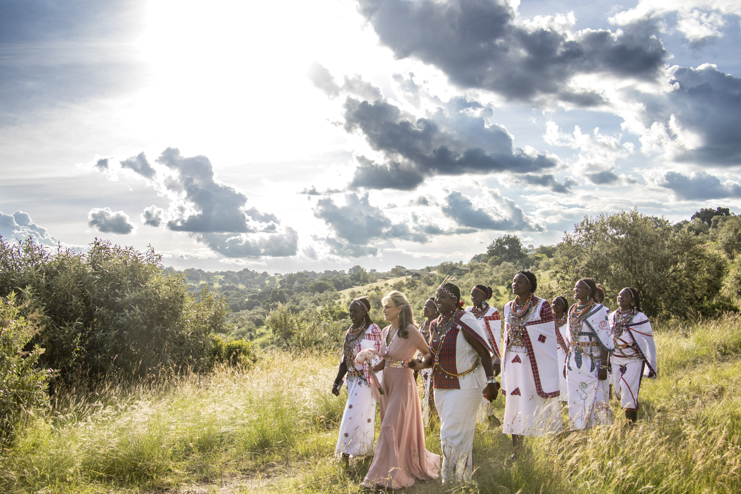 Bride and maasai ladies