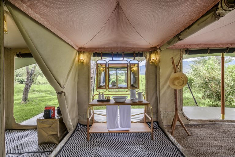 Angama Safari Camp vanity with views