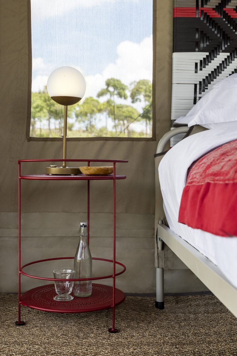 Fermob bedside tables and lights at Angama Safari Camp