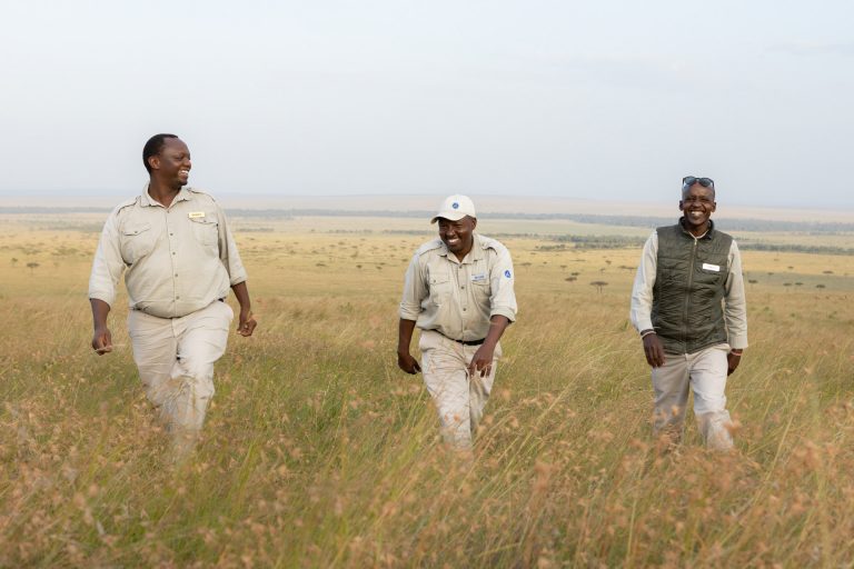 Angama Mara guides Sammy, Wilson and Lemalo in the Maasai Mara