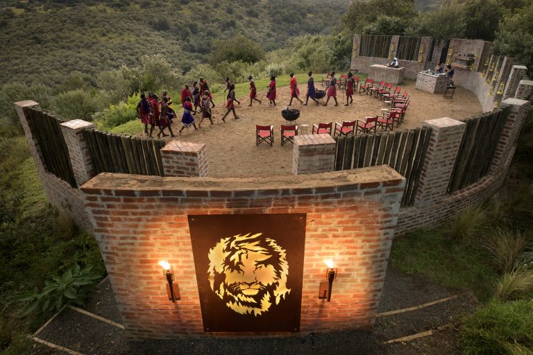 Scar metal installation at Angama Mara sunset boma