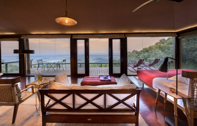 Angama Mara Tented Suite interior with view